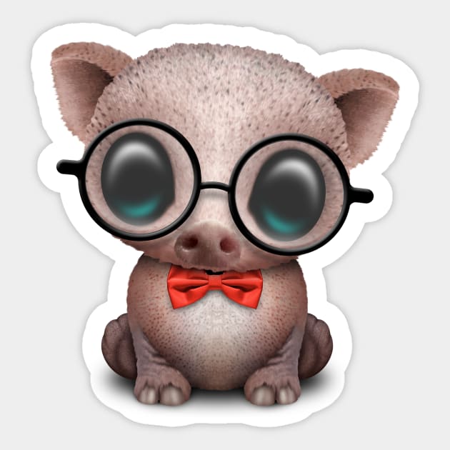 Cute Nerdy Pig Wearing Glasses and Bow Tie Sticker by jeffbartels